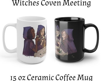 Tazza da caffè in ceramica da 15 once con scritta "Streghe che bevono tè"/tazza di Halloween/tazza occulta di stregoneria/incontro di streghe/magia/grande tazza da caffè da strega