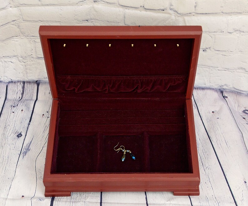 Wooden lotus flower hand painted jewelry box