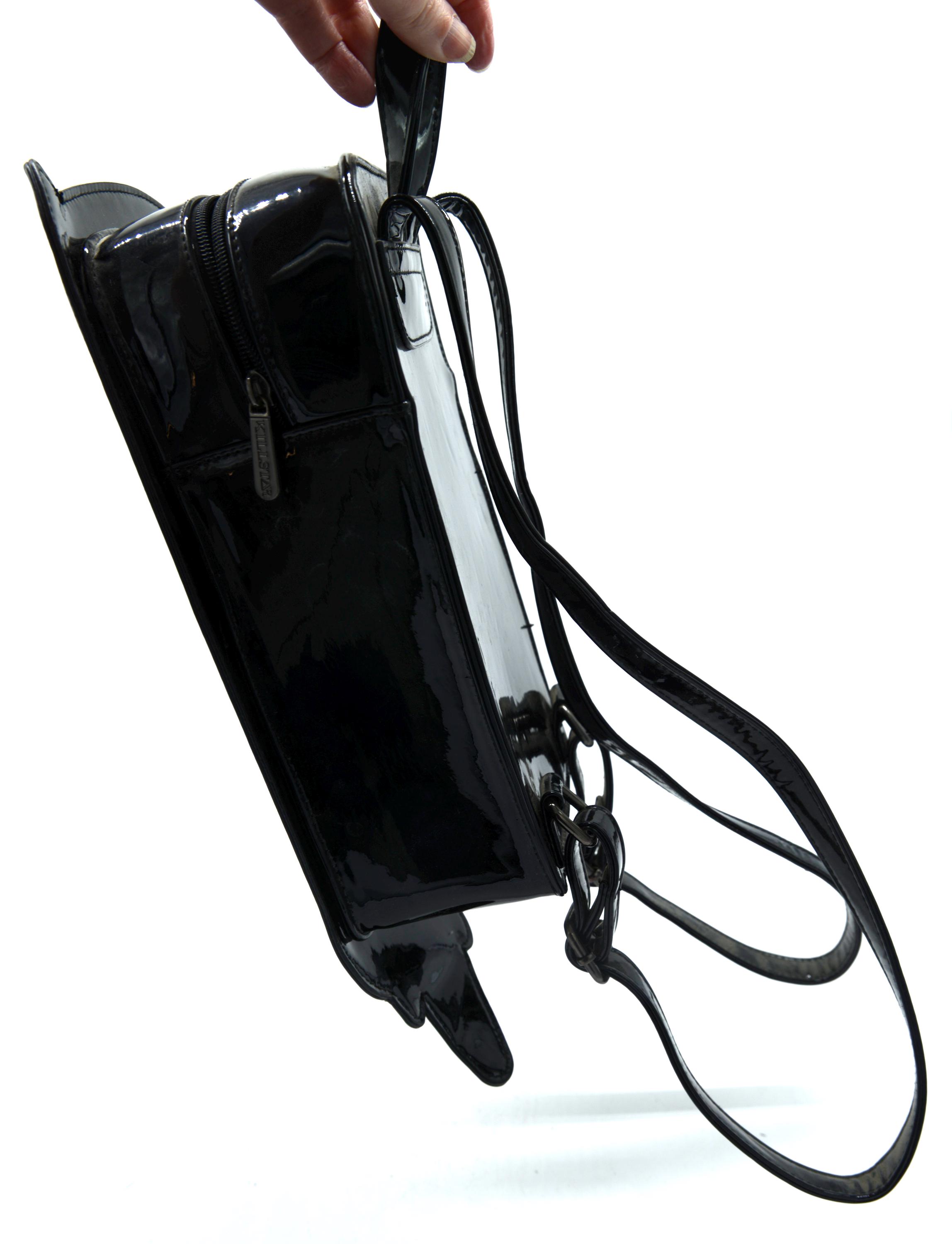 Killstar‎ black spooky songs vinyl bag new *FLAWED* Kill Star Black Vinyl Ghost Bag, Spooky Goth Fashion  main image 4