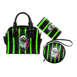Divertida cartera con forma de planta carnívora / Monedero de bruja / Bolso de mano gótico con forma de Venus atrapamoscas / Bolso de hombro con forma de bruja espeluznante / Bolso de Halloween