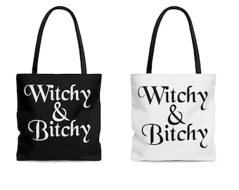 Torba na zakupy Witchy and Bitchy | Wielokrotnego użytku | Ekologiczna | Dostępna w kolorze czarnym lub białym | Akcesoria Witchy
