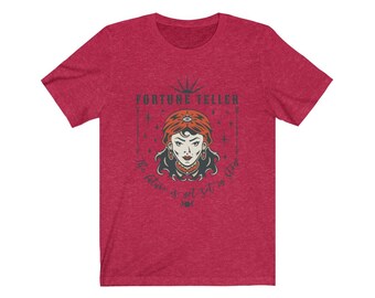 T-shirt waarzegster | Hekserijshirt | Jersey T-shirt met korte mouwen | Dames-heren-T-shirt | Witchy gotische kleding | Tarotlezer