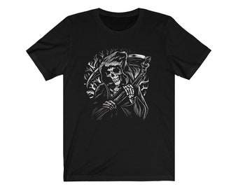 Grim Reaper Tshirt | Skeleton Shirt | Jersey Short Sleeve Tee | Womens Mens T-shirt | Witchy Gothic Clothing