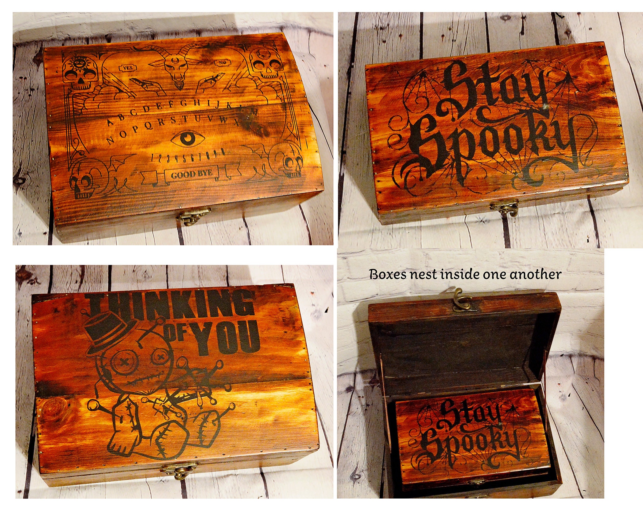 Gothic Nesting Storage Boxes, Handcrafted Occult Decor, Witchy Keepsake Chest, Creepy Wooden Organizer, Dark Academia Gift, Spooky Season