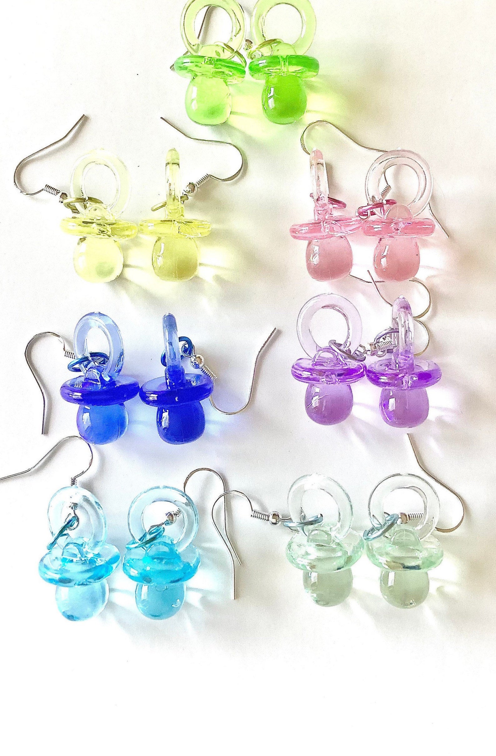 Baby Pacifier Earrings Translucent Pastel Pacifiers Etsy