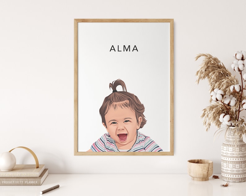 Custom Portrait, Custom Portrait From Photo, Baby Portrait, Family Portraits, Couple Portraits, Vector Illustration, Nursery Portrait, Decor image 2