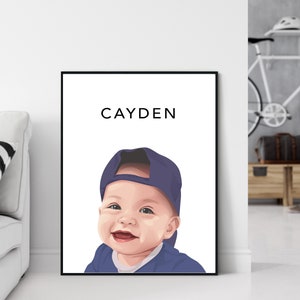 Custom Portrait, Custom Portrait From Photo, Baby Portrait, Family Portraits, Couple Portraits, Vector Illustration, Nursery Portrait, Decor image 7