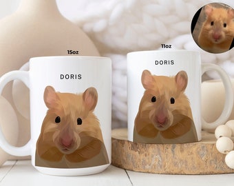 Custom Hamster Mug 15oz 11oz, Hamster Lover Personalised Gift, Hamster Parent, Customer Pet Portrait Mug, Coffee Mug