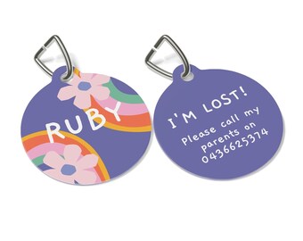 Custom Cute Rainbow Pet ID Tag For Dogs, Pet Lover Gift, Personalized Tropical Pet ID For Cats, Dog Mom Gift, Pet Lover Gift, Dog Tags