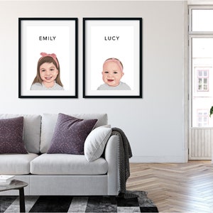 Custom Portrait, Custom Portrait From Photo, Baby Portrait, Family Portraits, Couple Portraits, Vector Illustration, Nursery Portrait, Decor image 6