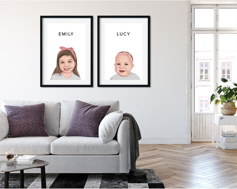 Custom Portrait, Custom Portrait From Photo, Baby Portrait, Family Portraits, Couple Portraits, Vector Illustration, Nursery Portrait, Decor image 6