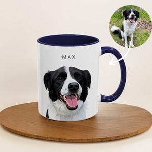 Custom Pet Mug, Personalised Cartoon Portrait, Gift Idea for Dog Lovers, Dog Mom, Veterinarian gift, Dog Memorial, Dog Owner Gift