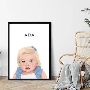 Custom Portrait, Custom Portrait From Photo, Baby Portrait, Family Portraits, Couple Portraits, Vector Illustration, Nursery Portrait, Decor image 5