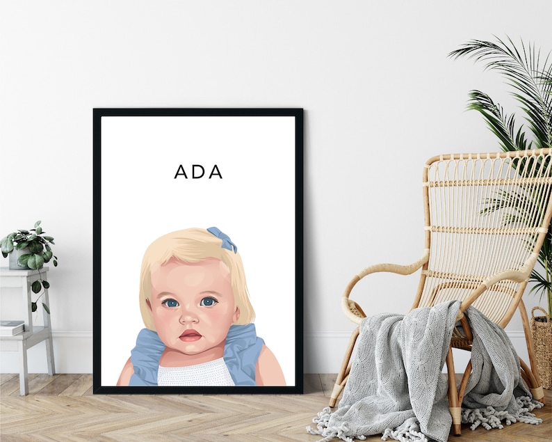 Custom Portrait, Custom Portrait From Photo, Baby Portrait, Family Portraits, Couple Portraits, Vector Illustration, Nursery Portrait, Decor image 5