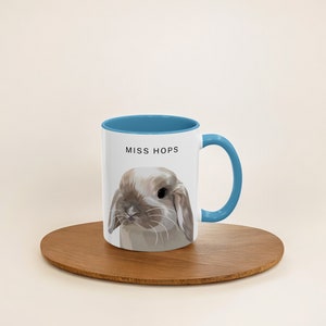 Desenho de coelho personalizado, caneca para animais de estimação, retrato de coelho, retrato personalizado, retrato de coelho de estimação, memorial de animal de estimação personalizado, presente de amante de coelho