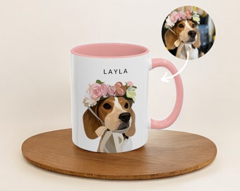 Caneca personalizada com retrato de cachorro, presente memorial personalizado para animais de estimação.