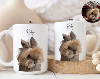 Custom Bunny Mug 15oz 11oz, Bunny Rabbit Lover Gift, Rabbit House Decor, Custom Pet Portrait Coffee Mug, Custom Rabbit Parent Personalised