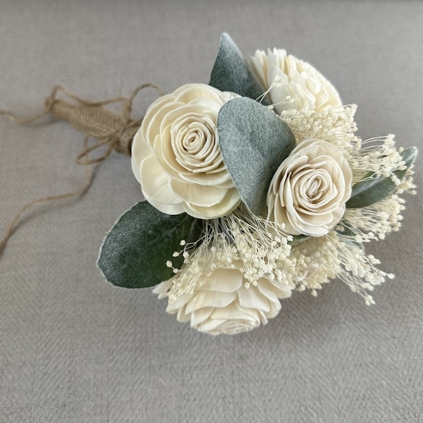 Wood Flower Mini Bouquet, Sola Wood Flower Bouquet, Wooden Flower Bouquet, Flower Bouquet, Small Wedding Bouquet, Bridesmaid Bouquet,Wedding