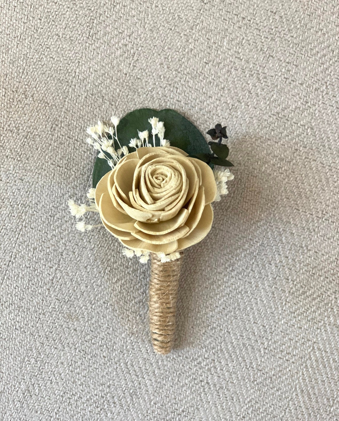 Wood Flower Boutonniere Wood Sola Flower Grooms Flower Etsy