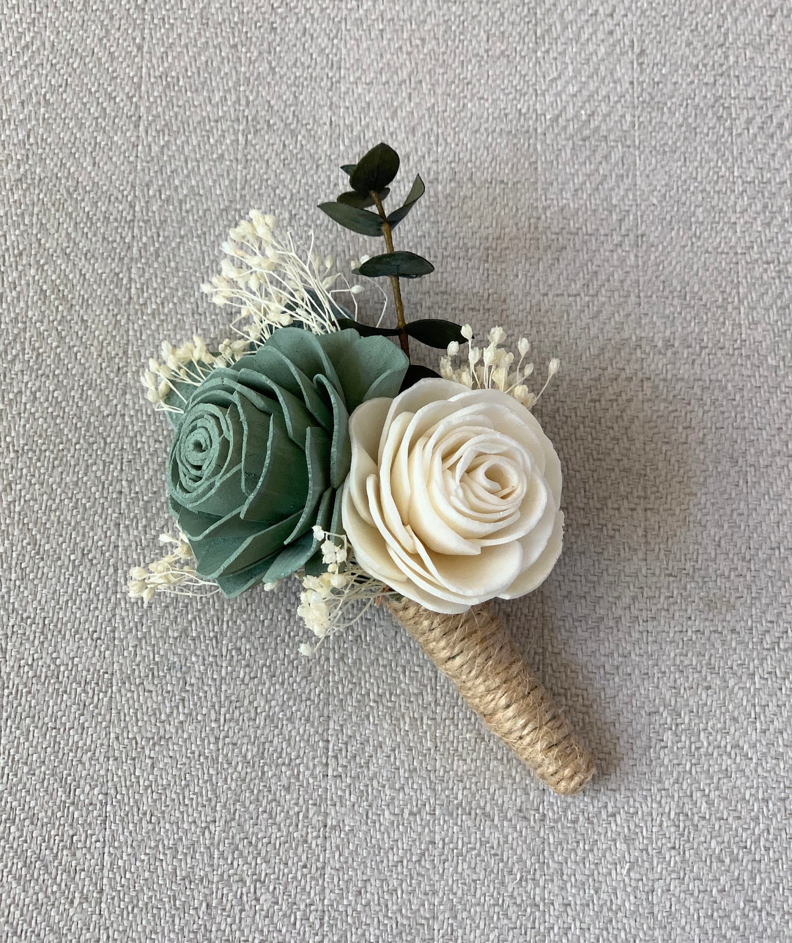 SOLA FLOWERS Groom BOUTONNIERE Sage Green Wedding Ivory - Etsy