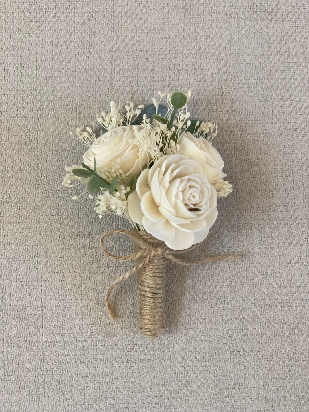 SOLA Wood Bouquet, Groom BOUTONNIERE, Wood FLOWER Bouquet, Handmade Pin