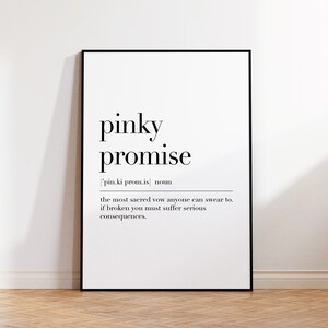 Pinky Promise, Pinky Promise Poster, Pinky Promise Definition Print, Gift Best Friend, Pinky Promise Gift, Dictionary Poster