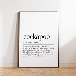Cockapoo Poster, Cockapoo Definition Print, Cockapoo Dog, Quote Wall Art, Dog Lover, Dog Owner Gifts, Dictionary Poster, Home Decor