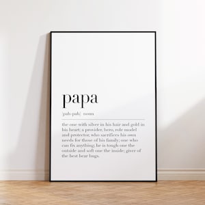 Papa Definition Print, Gift For Papa, Papa Gifts, Custom Dad Gift, Gift For Dad, Papa Print, Family Gifts, Quote Print