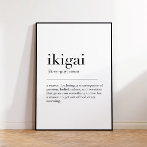 Ikigai Definition Print, Inspirational Quote Prints, Ikigai Poster, Motivational Prints, Ikigai Print, Home Office Print