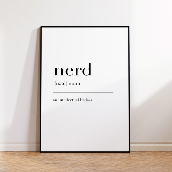 Nerd, Nerd Print, Nerd Poster, Nerd Definition, Nerd Wall Decor, Definition Print, Nerd Definition Print, Minimalist Print