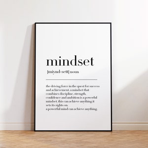 Mindset Poster, Mindset Print, Mindset Definition Print, Office Wall Art, Home Office Decor, Inspirational Quote Prints