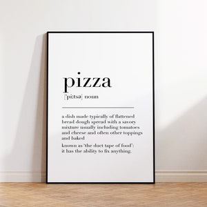Pizza, Pizza Print, Pizza Definition Print, Pizza Gift, Pizza Quote, Pizza Wall Art, Funny Kitchen Print, Kitchen Decor