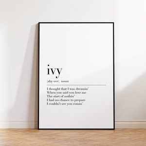 ivy, ivy Poster, ivy Print, ivy Definition Print, Blonde Lyrics Poster, Music Quotes Decor, Home Decor Wall Art, Quotes Print