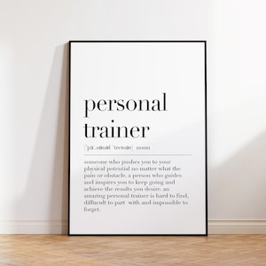 Personal Trainer Definition Print, Gift For Personal Trainer, Sports Decor, Personal Trainer Poster, Quote Print, Gym Gift