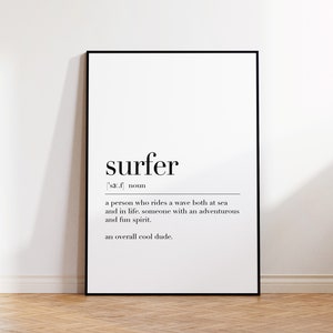 Surfer, Surfer Print, Surfer Poster, Surfer Definition Print, Printable Wall Art, Surf Decor, Gift for Surfer, Quote Print