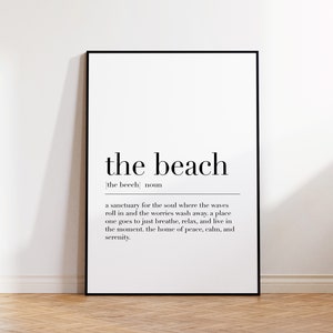 Beach, Beach Print, Beach Poster, Beach Definition Print, Printable Wall Art, Beach Decor, Gift for Beach, Quote Print