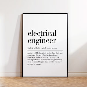 Electrical Engineer Definition Print, Electrical Engineer Poster, Engineer Quote, Electrical Engineer Gifts, Office Decor