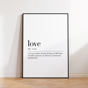Love Definition Print, Love Print, Gift For Love, Definition Poster, Love Quote, Love Sign, Love Definition, Love Wall Art