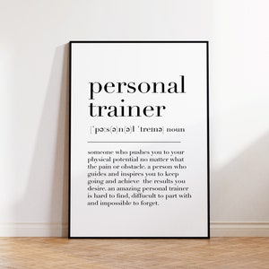 Personal Trainer Definition Print, Gift For Personal Trainer, Sports Decor, Personal Trainer Poster, Quote Print, Gym Gift
