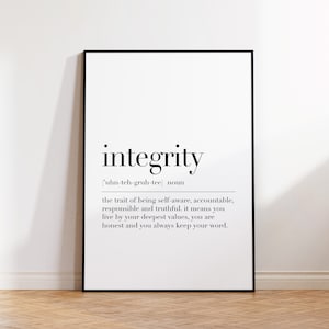 Integrity Definition Print, Integrity Zitat Poster, Integrity Poster, Integrity Sign, Teamwork Poster, Büro Wandkunst