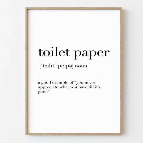 Toilet Paper Definition Print Bathroom Wall Decor Funny Etsy