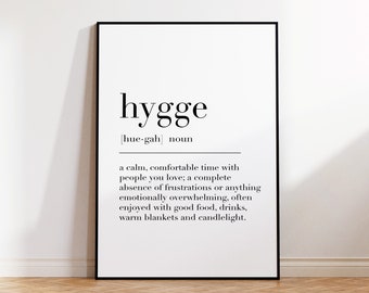 Hygge, Hygge Sign, Hygge Wall Art, Hygge Definition Print, Hygge Gifts, Hygee Quote, Nordic Art Print, Dictionary Poster