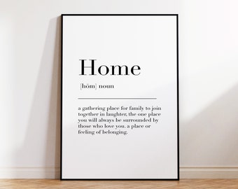 Home Definition Print, Home Sign, Home Wall Art Poster, Home Poster, Home Print, Dictionary Print, Home Quote Print