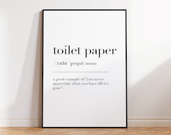 Toilet Paper Definition Print, Bathroom Wall Decor, Funny Bathroom Sign, Bathroom Print, Quote Wall Art, Bathroom Quote