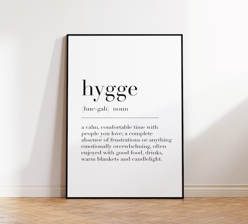 Hygge, Signo Hygge, Arte de pared Hygge, Impresión de definición Hygge, Regalos Hygge, Cita Hygee, Impresión de arte nórdico, Cartel del diccionario imagen 1