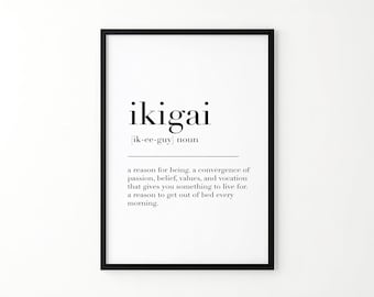 Ikigai Definition Print, Inspirational Quote Prints, Ikigai Poster, Motivational Prints, Ikigai Print, Home Office Print