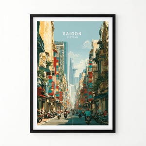 Affiche de la vie urbaine du Vietnam, impression de la rue Saigon, décor Ho Chi Minh