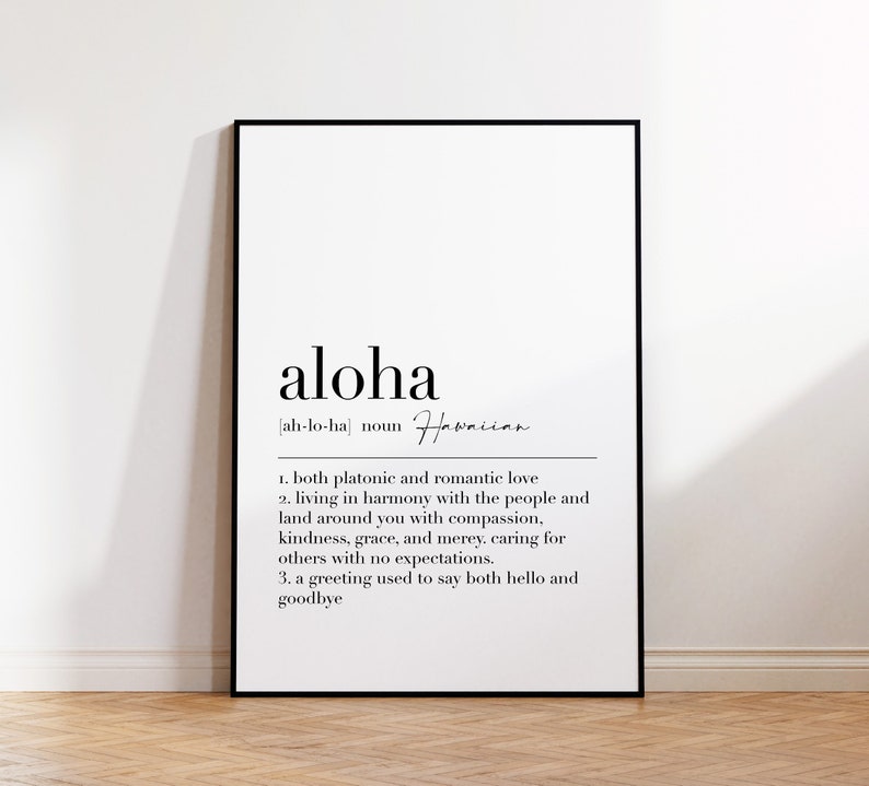 Aloha Definition Print, Aloha Print, Aloha Poster, Hawaiian Wall Art ...