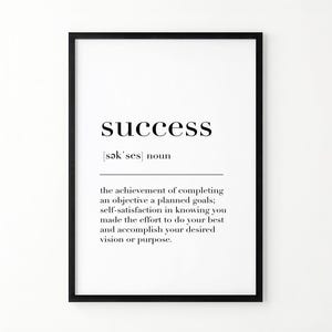 Stampa con definizione di successo, decorazioni per ufficio, poster sul successo, stampa con citazione sul successo, poster da parete per ufficio, regali per l'ufficio