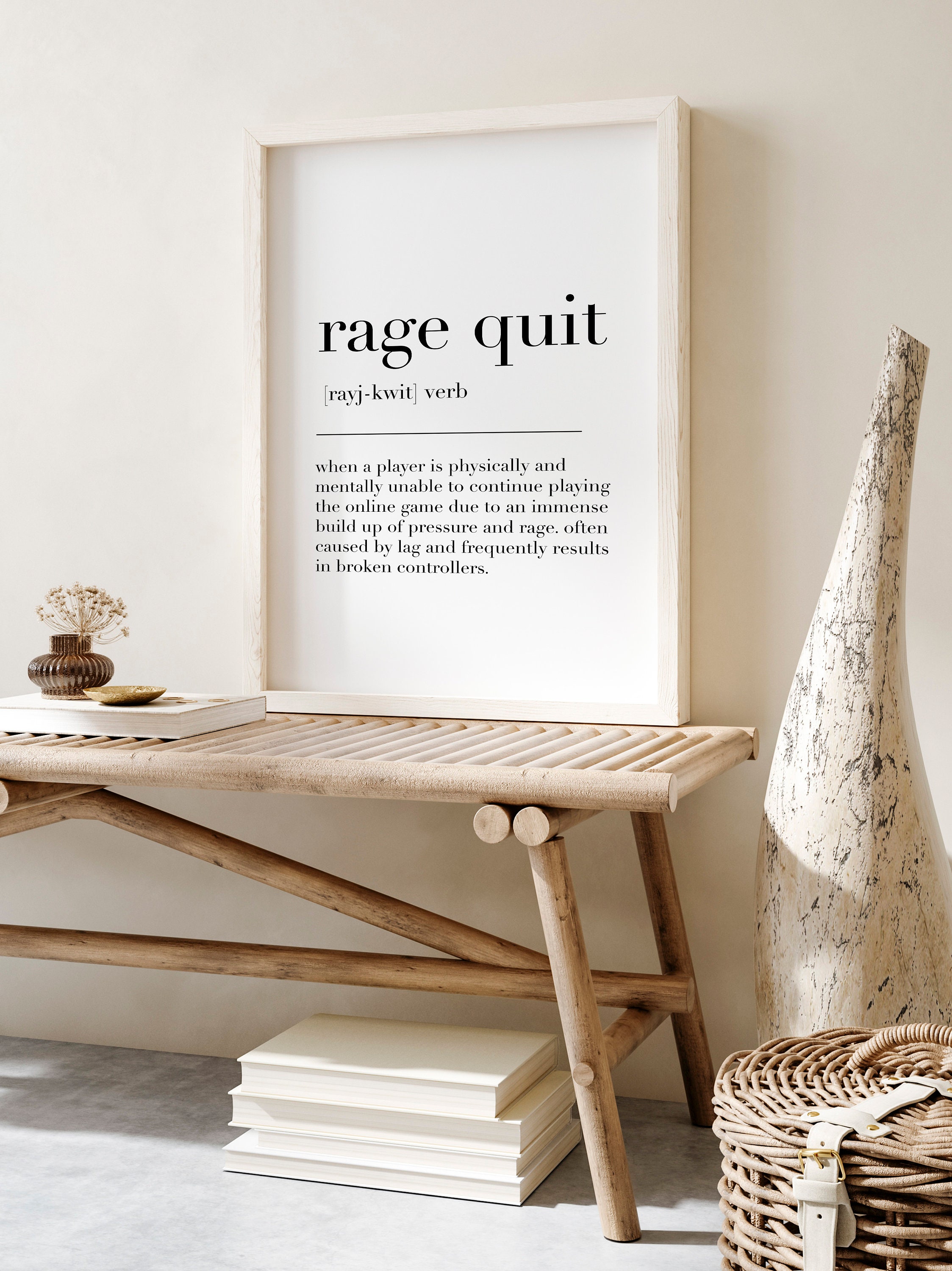 Rage Quit Definition Print Gamer Gift Funny Definition -  Israel